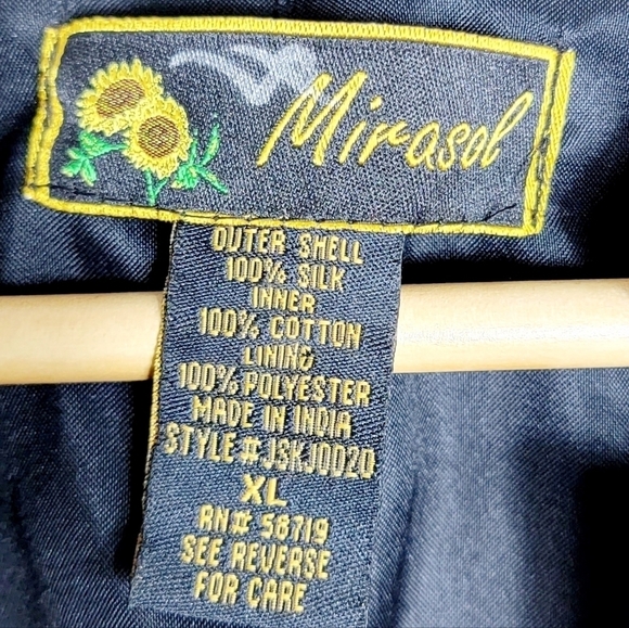 Mirasol Floral Embroidery Long Line 100% Silk Tunic Jacket Women's Size XL - Picture 5 of 8